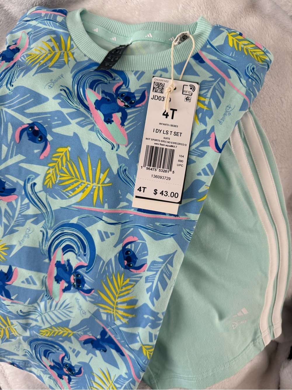 Adidas Disney Light Blue Set with Stitch Print